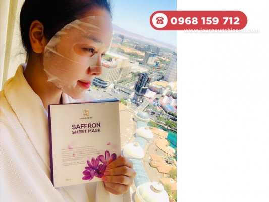 Bí quyết đắp mặt nạ giấy Saffron Laura Sunshine đúng cách