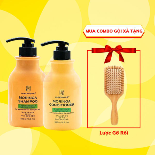 [Combo] Dầu gội & xả Hoa Chùm Ngây Laura Sunshine (Set 2 chai 500ml) - Phục hồi tóc hư tổn