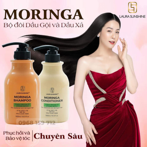 bộ đôi dầu gội và dầu xả moringa laura sunshine 1