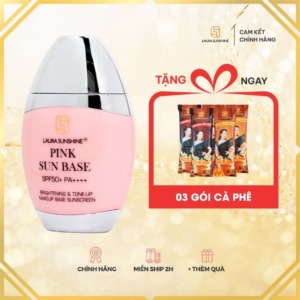kem chống nắng hồng pink sun base laura sunshine nhật kim anh