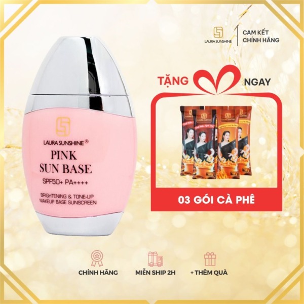 kem chống nắng hồng pink sun base laura sunshine nhật kim anh