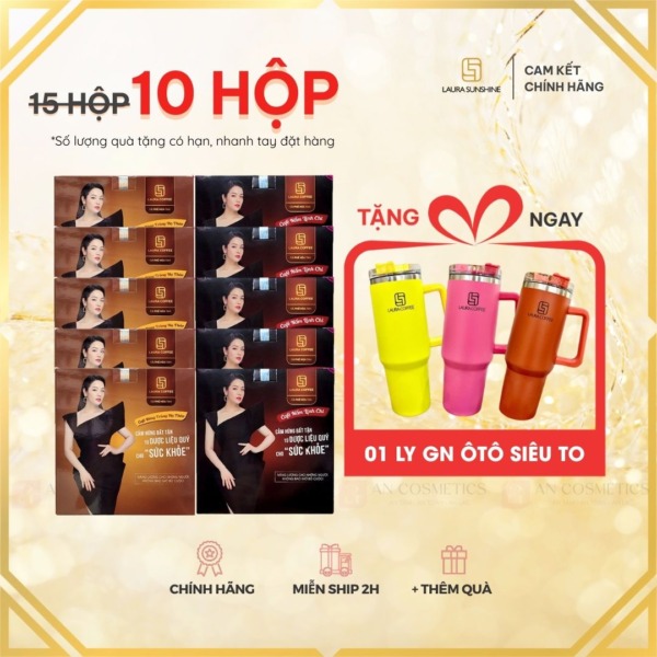 10 hộp cafe laura coffee tặng ly siêu to 1000ml