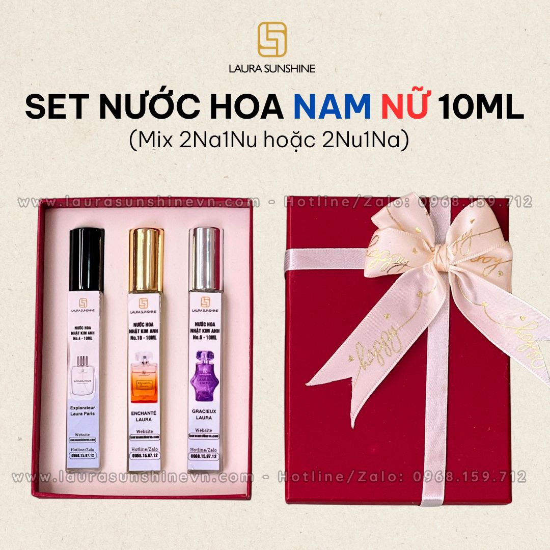 set 3 nước hoa chiết 10ml laura paris nhật kim anh