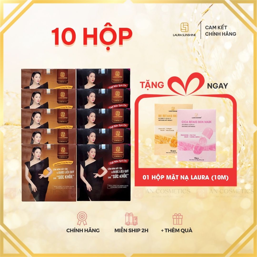 10 hộp cafe laura tặng 1 hộp mặt nạ laura