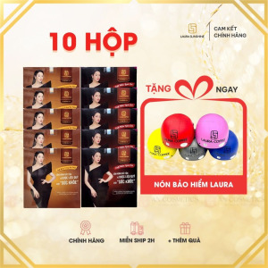 10 hộp laura coffee tặng nón bảo hiểm laura